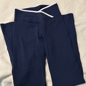 Navy Blue Leggings with White Trim